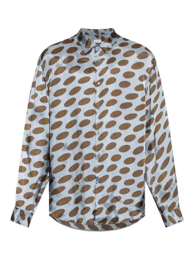 Dries Van Noten Steel Cupro Soft Ellipses-printed Shirt In Black