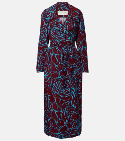 Dries Van Noten Printed Twill Coat In Brown
