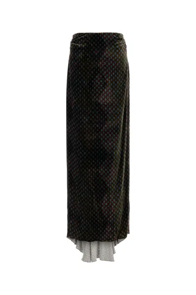 DRIES VAN NOTEN PRINTED VELVET SALIX SKIRT