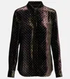 Dries Van Noten Printed Velvet Shirt In Green