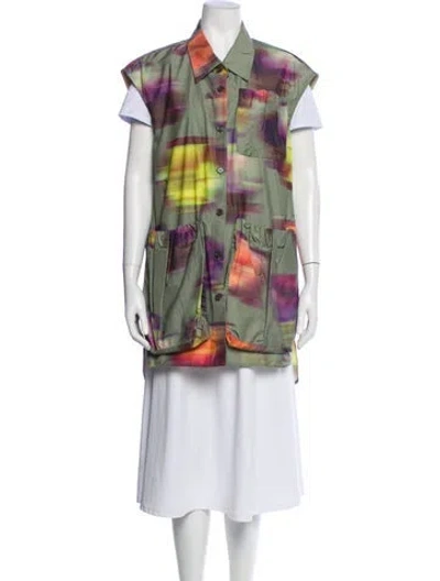 Pre-owned Dries Van Noten Printed Vest In Green