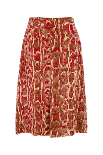 Dries Van Noten Gonna Shera In Misto Viscosa Stampata    Donna In Red