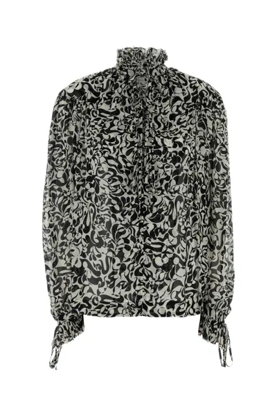 Dries Van Noten Printed Viscose Catya Blouse In Black