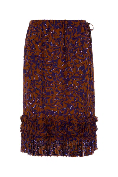 Dries Van Noten Scotts Embroidered Ruffled Skirt In Burgundy