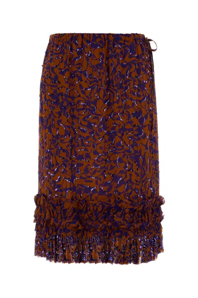 Dries Van Noten Printed Viscose Scotts Skirt In White