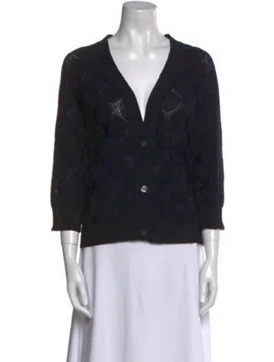 Pre-owned Dries Van Noten Printed V-neck Blouse In Black
