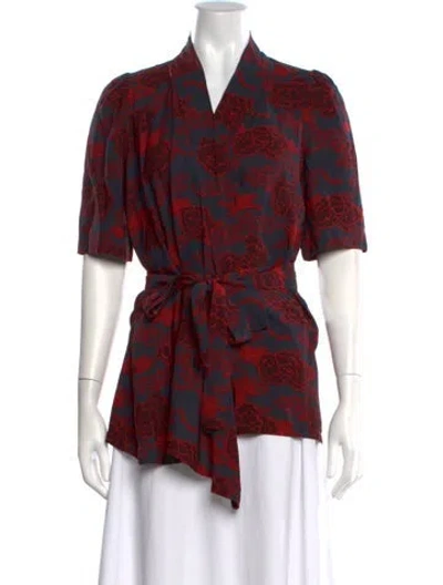 Pre-owned Dries Van Noten Printed V-neck Blouse In Multi