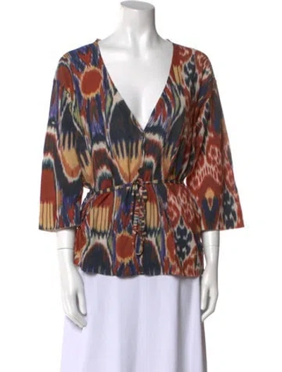 Pre-owned Dries Van Noten Printed V-neck Sweater W/ Tags