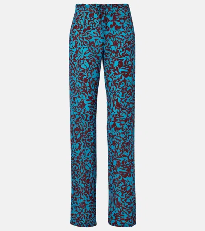 Dries Van Noten Printed Wide-leg Pants In Blue