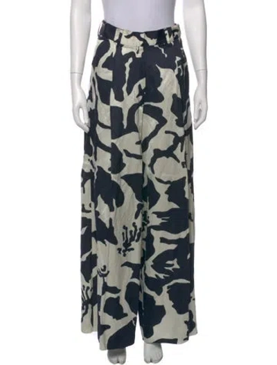 Pre-owned Dries Van Noten Printed Wide Leg Pants In Blue