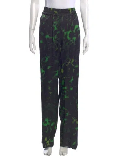 Pre-owned Dries Van Noten Printed Wide Leg Pants In Blue
