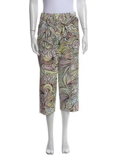 Pre-owned Dries Van Noten Printed Wide Leg Pants In Blue
