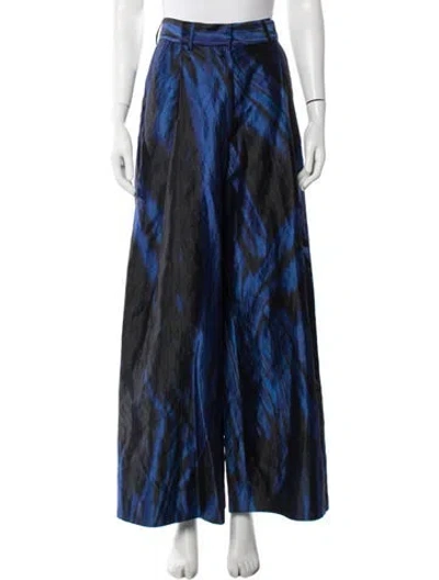 Pre-owned Dries Van Noten Printed Wide Leg Pants In Blue