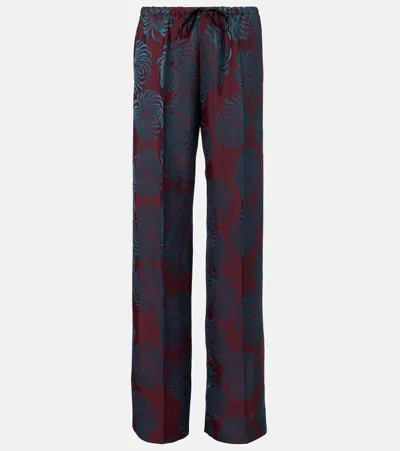 Dries Van Noten Printed Wide-leg Pants In Burgundy