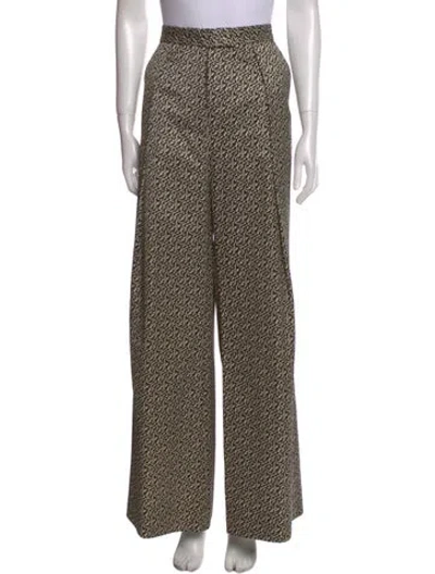 Pre-owned Dries Van Noten Printed Wide Leg Pants In Neutral
