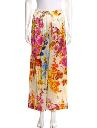 Pre-owned Dries Van Noten Printed Wide Leg Pants In Neutral