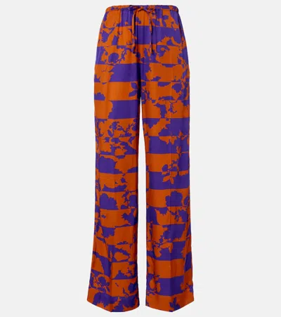 Dries Van Noten Printed Wide-leg Pants In Orange