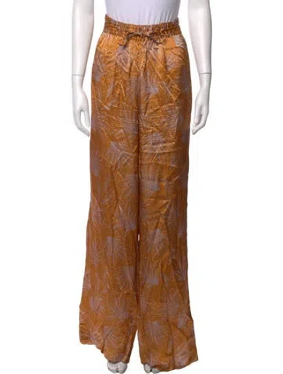 Pre-owned Dries Van Noten Printed Wide Leg Pants In Orange