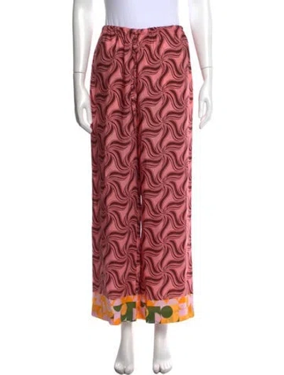 Pre-owned Dries Van Noten Printed Wide Leg Pants In Pink