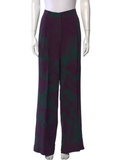 Pre-owned Dries Van Noten Printed Wide Leg Pants In Purple