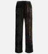 Dries Van Noten Printed Wide-leg Satin Trousers In Green