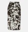 Dries Van Noten Sokna Cow-motif Jacquard Midi Skirt In Brown