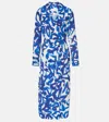 Dries Van Noten Womens Blue Abstract-print Belted Regular-fit Woven Coat In Blue