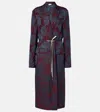 Dries Van Noten Printed Wrap Coat In Burgundy