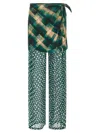 Dries Van Noten Layered Sheer Tie Waist Wrap Trousers In Green