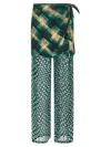 Dries Van Noten Layered Sheer Tie Waist Wrap Trousers In Green