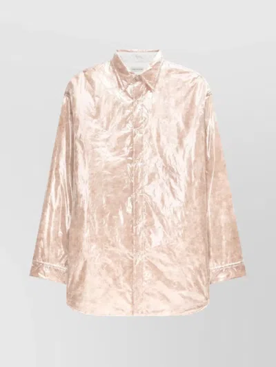 Dries Van Noten Puff Sleeve Oversized Nylon Shirt In Neutrals