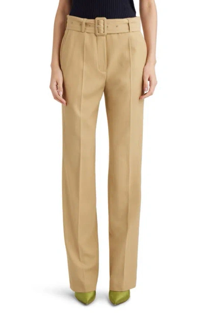 Dries Van Noten Pulla Belted Loose Straight Leg Trousers In Sand 101