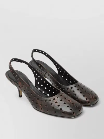 Dries Van Noten Pumps Kitten Heel Perforated Design Square Toe