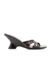 Dries Van Noten Punctured Leather Wedge Mules In Brown