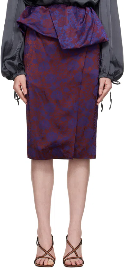 Dries Van Noten Wrap-effect Satin-jacquard Midi Skirt In 358 Burgundy
