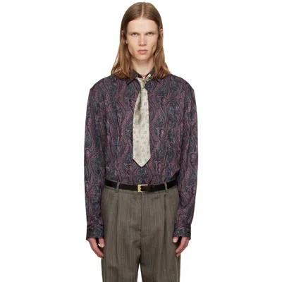 Dries Van Noten Green Regular Paisley Shirt In Brown