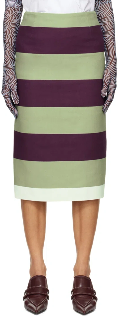 Dries Van Noten Purple & Green Salby Midi Skirt In 357 Auber