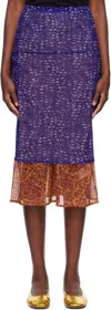Dries Van Noten Purple & Orange Mesh Midi Skirt In 401 Purple