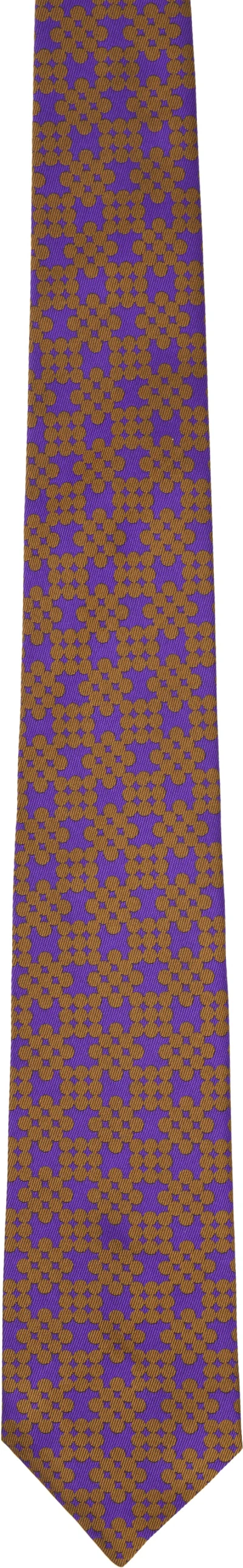 Dries Van Noten Purple & Orange Printed Silk Tie In Neutral