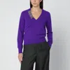 Dries Van Noten Purple Cashmere Sweater With Brooch Detail In Purple