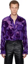 Dries Van Noten Purple Fitted Sheer Shirt In Purple