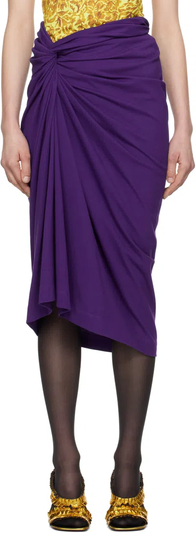 Dries Van Noten Purple Knotted Jersey Midi Skirt In 401 Purple