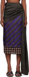 Dries Van Noten Purple Layered Tie Motif Midi Skirt