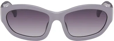 Dries Van Noten Purple Linda Farrow Edition Goggle Sunglasses In Lilac/silver/purple