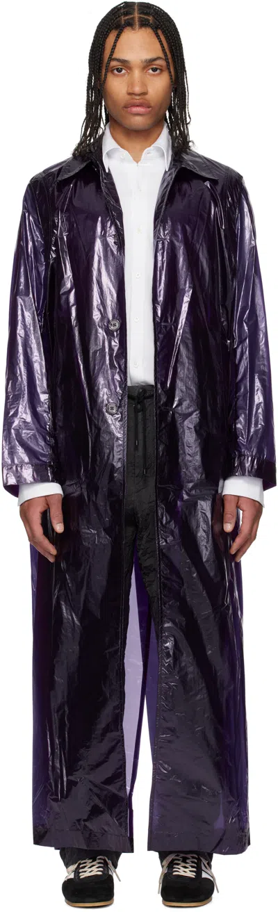 Dries Van Noten Purple Loose Fit Mac Coat In 401 Purple
