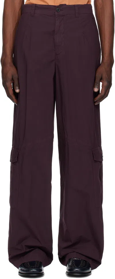Dries Van Noten Purple Loose Overdyed Cargo Pants In Auber 357