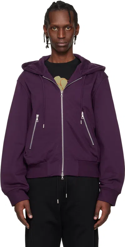 Dries Van Noten Purple Loose Zipped Hoodie