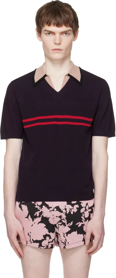 Dries Van Noten Purple Merino Wool Polo