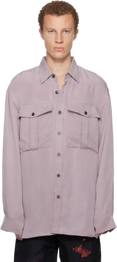 Dries Van Noten Purple Oversized Cupro Shirt In Pink