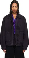 Dries Van Noten Purple Patch Pocket Denim Jacket In Brown